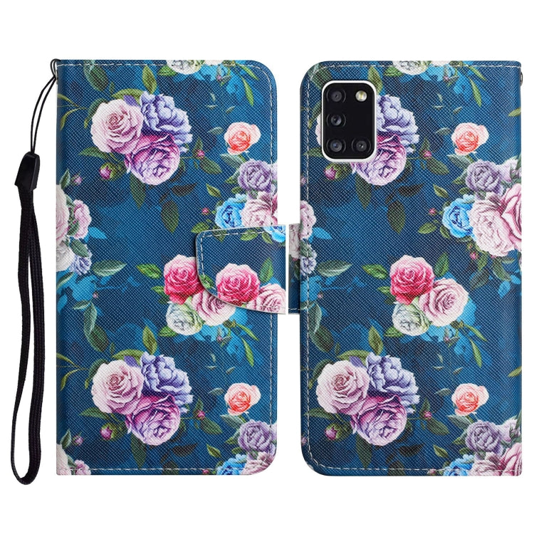 Custodia in pelle flip orizzontale con motivo dipinto con supporto, slot per schede e portafoglio, For Samsung Galaxy A31