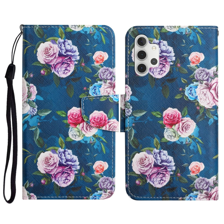 Custodia in pelle flip orizzontale con motivo dipinto con supporto, slot per schede e portafoglio, For Samsung Galaxy A32 4G