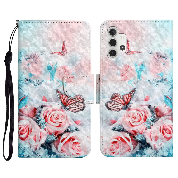 Custodia in pelle flip orizzontale con motivo dipinto con supporto, slot per schede e portafoglio, For Samsung Galaxy A32 4G