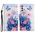 Custodia in pelle flip orizzontale con motivo dipinto con supporto, slot per schede e portafoglio, For Samsung Galaxy A32 4G