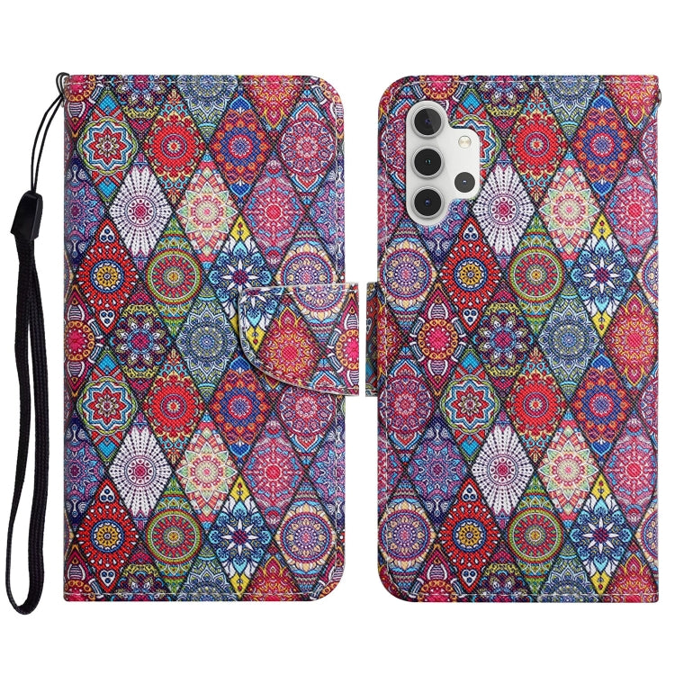 Custodia in pelle flip orizzontale con motivo dipinto con supporto, slot per schede e portafoglio, For Samsung Galaxy A32 4G
