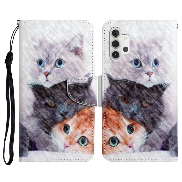 Custodia in pelle flip orizzontale con motivo dipinto con supporto, slot per schede e portafoglio, For Samsung Galaxy A32 4G