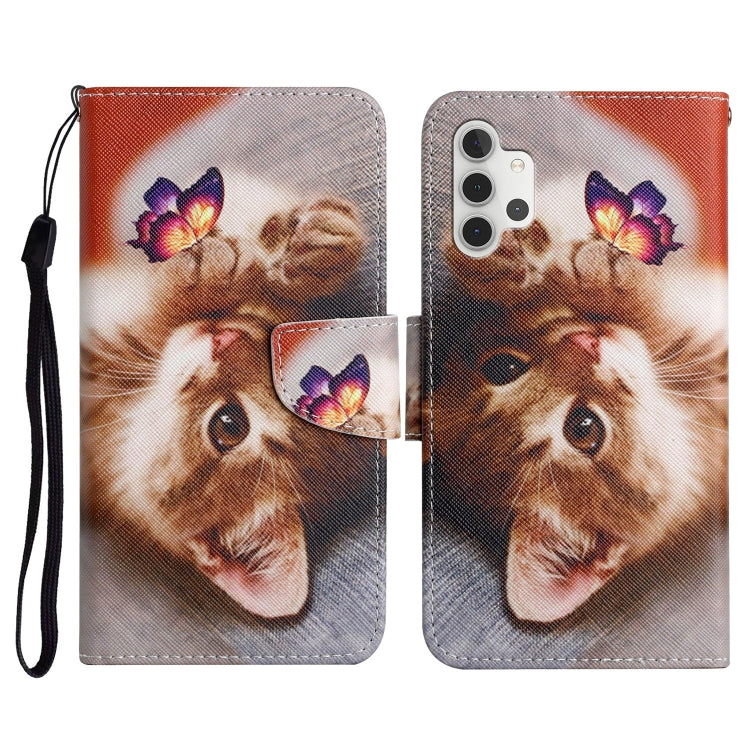 Custodia in pelle flip orizzontale con motivo dipinto con supporto, slot per schede e portafoglio, For Samsung Galaxy A32 5G