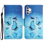 Custodia in pelle flip orizzontale con motivo dipinto con supporto, slot per schede e portafoglio, For Samsung Galaxy A32 5G