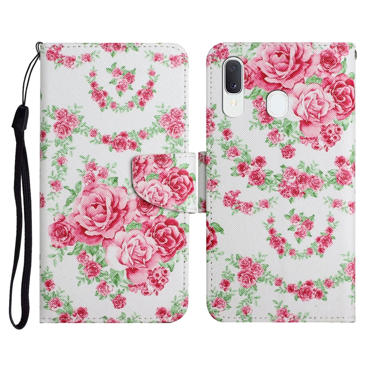 Custodia in pelle flip orizzontale con motivo dipinto con supporto, slot per schede e portafoglio, For Samsung Galaxy A40