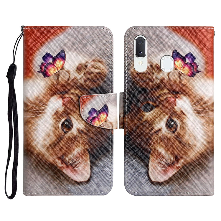Custodia in pelle flip orizzontale con motivo dipinto con supporto, slot per schede e portafoglio, For Samsung Galaxy A40