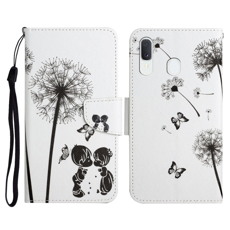 Custodia in pelle flip orizzontale con motivo dipinto con supporto, slot per schede e portafoglio, For Samsung Galaxy A40