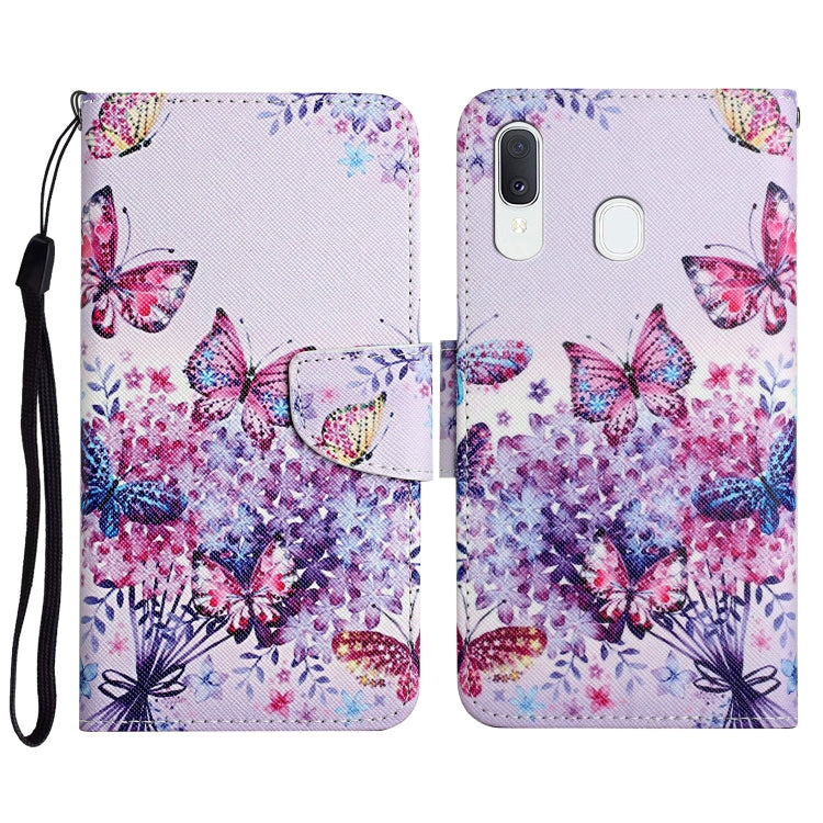 Custodia in pelle flip orizzontale con motivo dipinto con supporto, slot per schede e portafoglio, For Samsung Galaxy A40