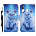 Custodia in pelle flip orizzontale con motivo dipinto con supporto, slot per schede e portafoglio, For Samsung Galaxy A40