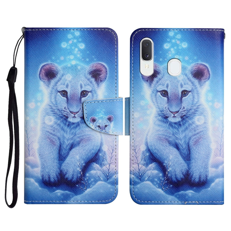 Custodia in pelle flip orizzontale con motivo dipinto con supporto, slot per schede e portafoglio, For Samsung Galaxy A40