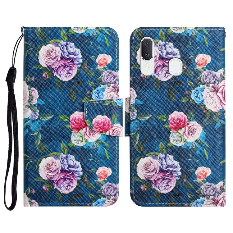 Custodia in pelle flip orizzontale con motivo dipinto con supporto, slot per schede e portafoglio, For Samsung Galaxy A40