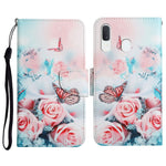 Custodia in pelle flip orizzontale con motivo dipinto con supporto, slot per schede e portafoglio, For Samsung Galaxy A40