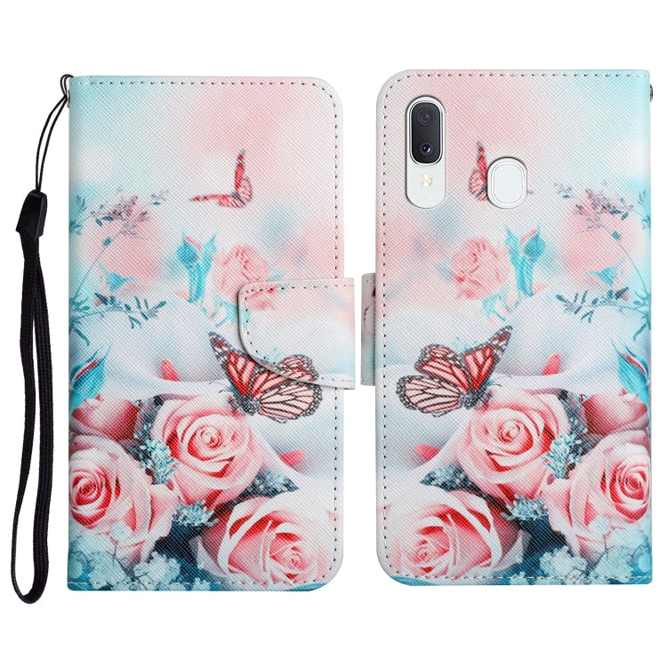 Custodia in pelle flip orizzontale con motivo dipinto con supporto, slot per schede e portafoglio, For Samsung Galaxy A40