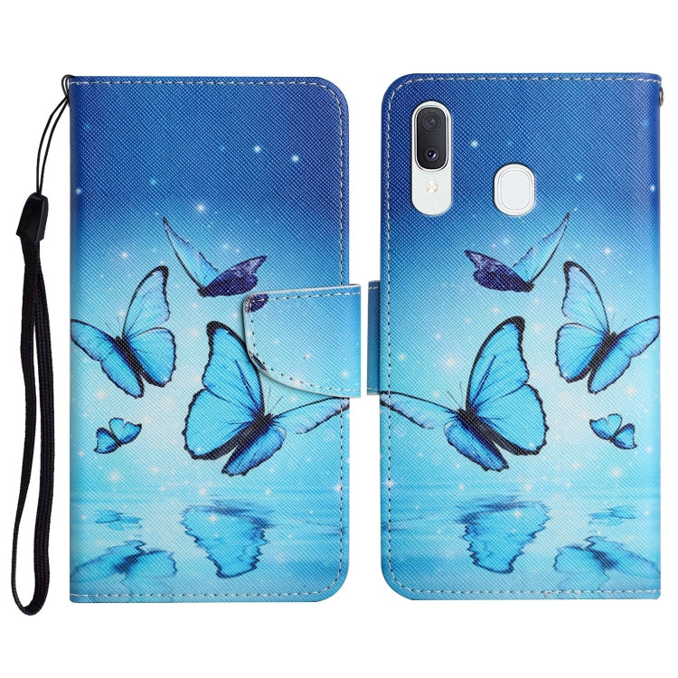 Custodia in pelle flip orizzontale con motivo dipinto con supporto, slot per schede e portafoglio, For Samsung Galaxy A40