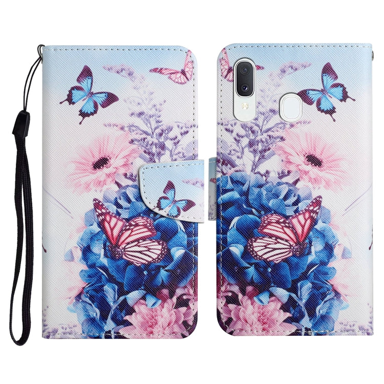 Custodia in pelle flip orizzontale con motivo dipinto con supporto, slot per schede e portafoglio, For Samsung Galaxy A40
