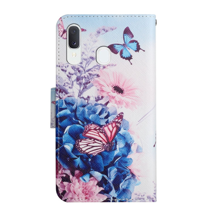 Custodia in pelle flip orizzontale con motivo dipinto con supporto, slot per schede e portafoglio, For Samsung Galaxy A40