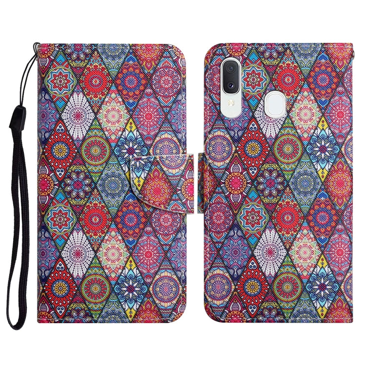 Custodia in pelle flip orizzontale con motivo dipinto con supporto, slot per schede e portafoglio, For Samsung Galaxy A40