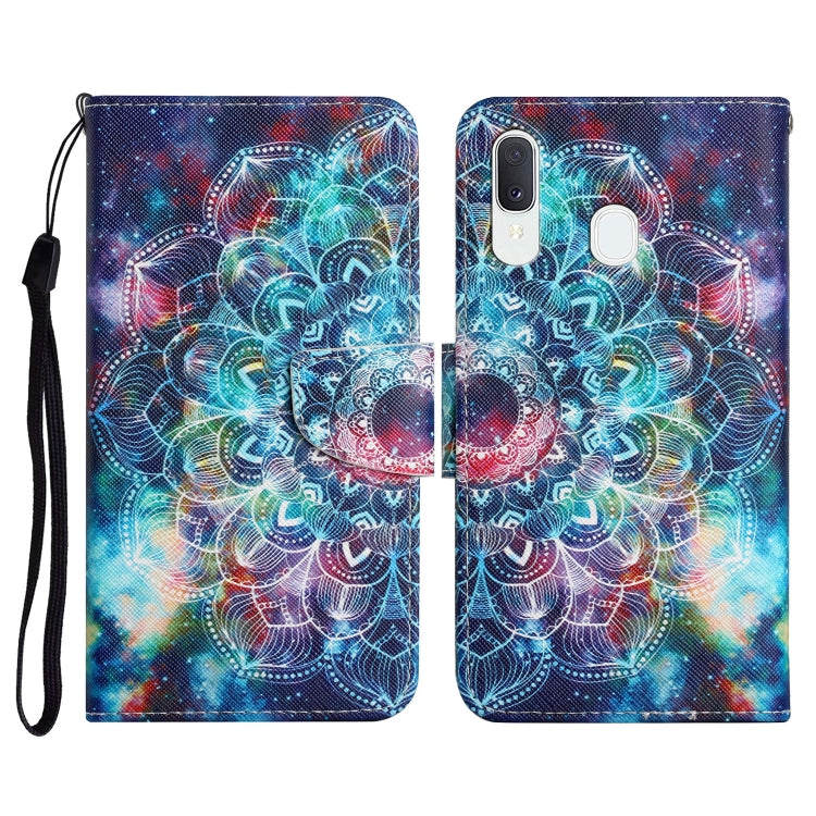 Custodia in pelle flip orizzontale con motivo dipinto con supporto, slot per schede e portafoglio, For Samsung Galaxy A40