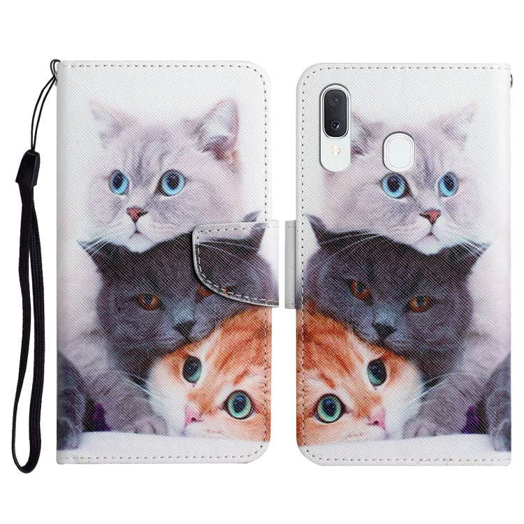 Custodia in pelle flip orizzontale con motivo dipinto con supporto, slot per schede e portafoglio, For Samsung Galaxy A40