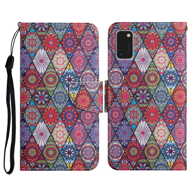 Custodia in pelle flip orizzontale con motivo dipinto con supporto, slot per schede e portafoglio, For Samsung Galaxy A41
