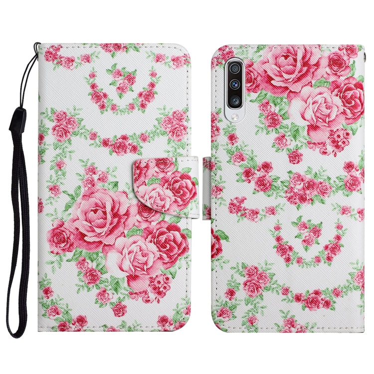 Custodia in pelle flip orizzontale con motivo dipinto con supporto, slot per schede e portafoglio, For Samsung Galaxy A50