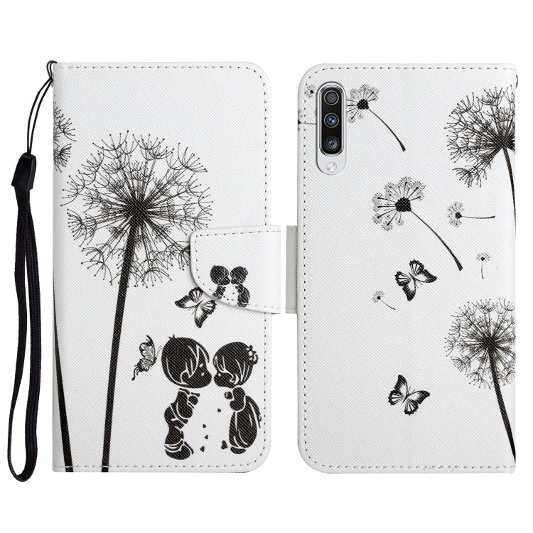Custodia in pelle flip orizzontale con motivo dipinto con supporto, slot per schede e portafoglio, For Samsung Galaxy A50