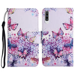 Custodia in pelle flip orizzontale con motivo dipinto con supporto, slot per schede e portafoglio, For Samsung Galaxy A50