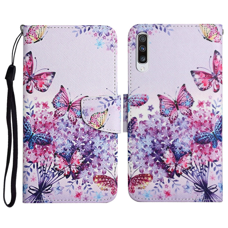 Custodia in pelle flip orizzontale con motivo dipinto con supporto, slot per schede e portafoglio, For Samsung Galaxy A50