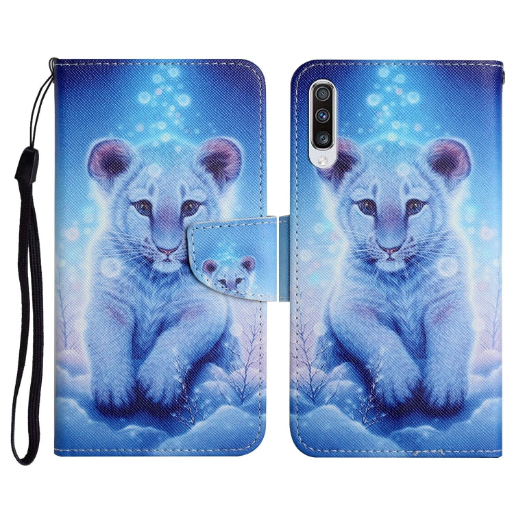 Custodia in pelle flip orizzontale con motivo dipinto con supporto, slot per schede e portafoglio, For Samsung Galaxy A50
