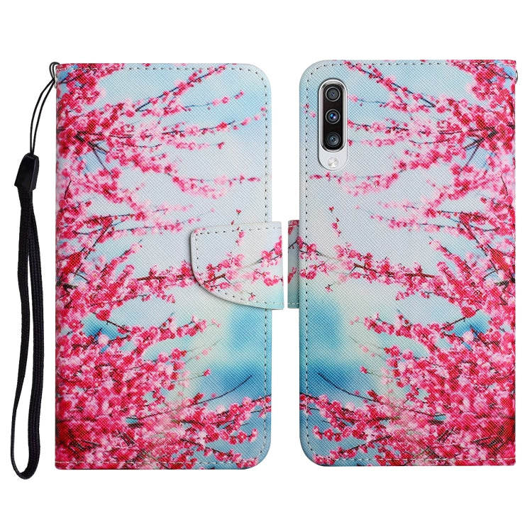 Custodia in pelle flip orizzontale con motivo dipinto con supporto, slot per schede e portafoglio, For Samsung Galaxy A50