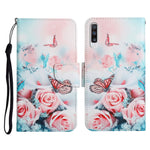 Custodia in pelle flip orizzontale con motivo dipinto con supporto, slot per schede e portafoglio, For Samsung Galaxy A50