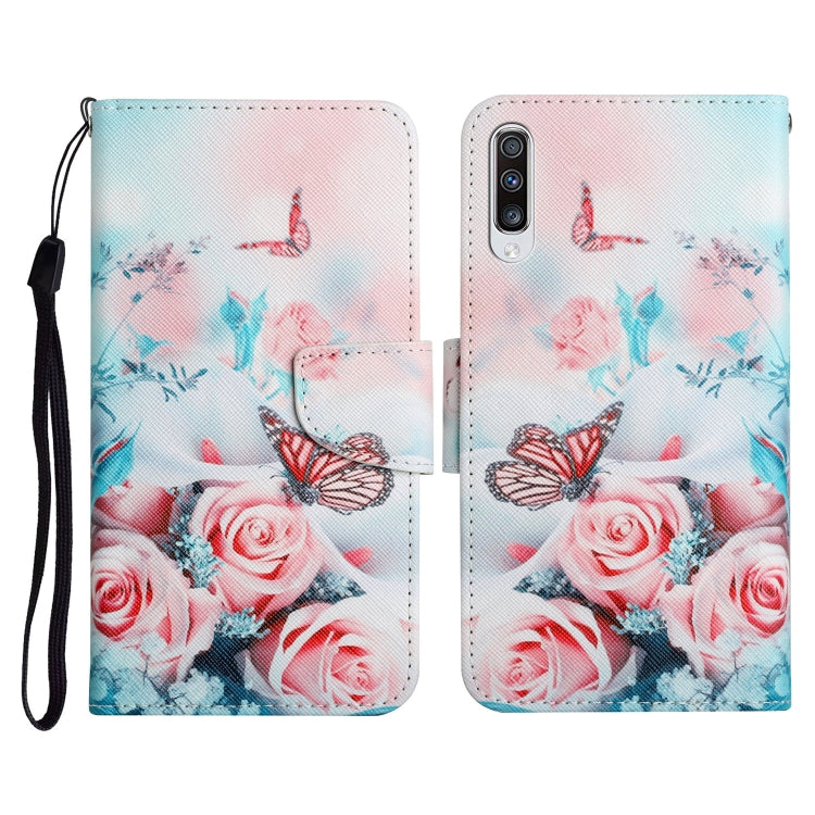 Custodia in pelle flip orizzontale con motivo dipinto con supporto, slot per schede e portafoglio, For Samsung Galaxy A50