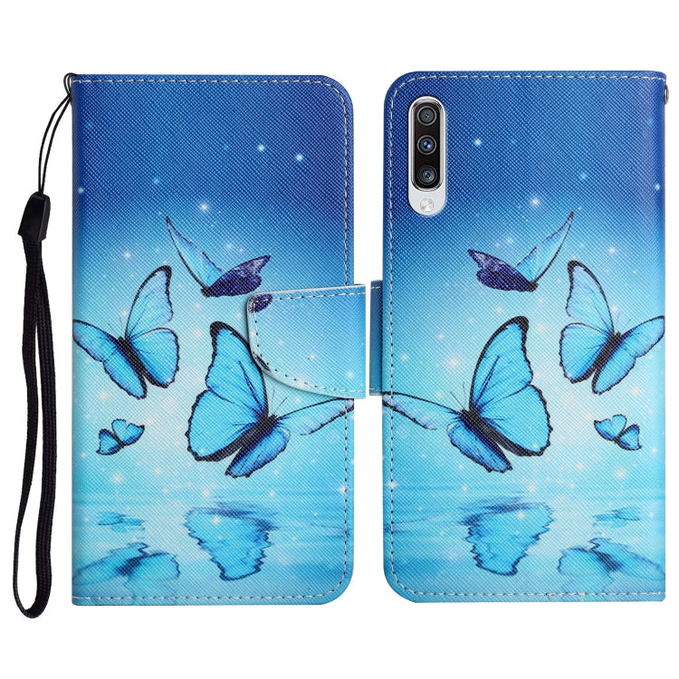 Custodia in pelle flip orizzontale con motivo dipinto con supporto, slot per schede e portafoglio, For Samsung Galaxy A50