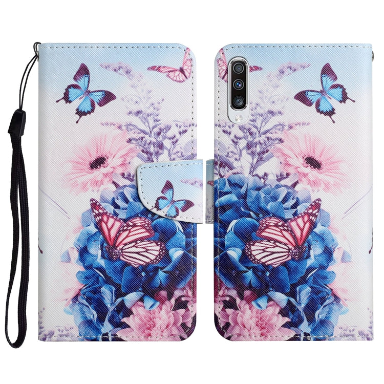 Custodia in pelle flip orizzontale con motivo dipinto con supporto, slot per schede e portafoglio, For Samsung Galaxy A50
