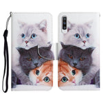 Custodia in pelle flip orizzontale con motivo dipinto con supporto, slot per schede e portafoglio, For Samsung Galaxy A50