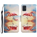 Custodia in pelle flip orizzontale con motivo dipinto con supporto, slot per schede e portafoglio, For Samsung Galaxy A51