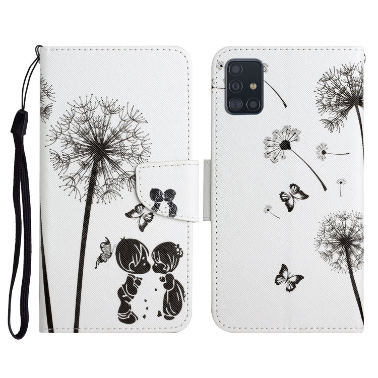 Custodia in pelle flip orizzontale con motivo dipinto con supporto, slot per schede e portafoglio, For Samsung Galaxy A51