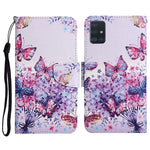 Custodia in pelle flip orizzontale con motivo dipinto con supporto, slot per schede e portafoglio, For Samsung Galaxy A51