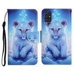 Custodia in pelle flip orizzontale con motivo dipinto con supporto, slot per schede e portafoglio, For Samsung Galaxy A51