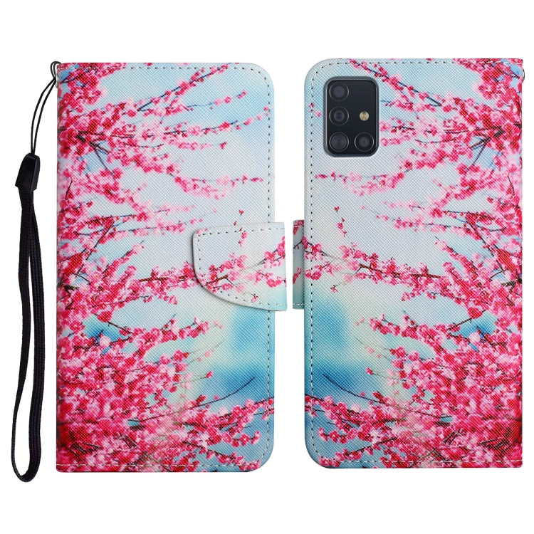 Custodia in pelle flip orizzontale con motivo dipinto con supporto, slot per schede e portafoglio, For Samsung Galaxy A51