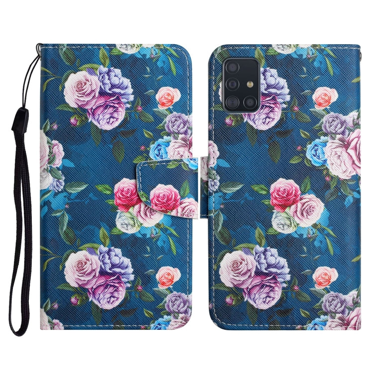 Custodia in pelle flip orizzontale con motivo dipinto con supporto, slot per schede e portafoglio, For Samsung Galaxy A51