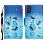 Custodia in pelle flip orizzontale con motivo dipinto con supporto, slot per schede e portafoglio, For Samsung Galaxy A51