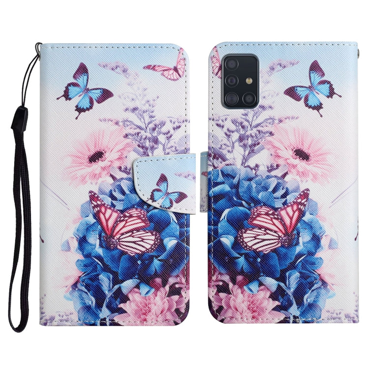 Custodia in pelle flip orizzontale con motivo dipinto con supporto, slot per schede e portafoglio, For Samsung Galaxy A51