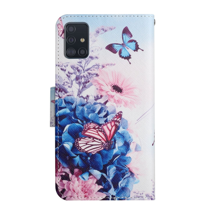 Custodia in pelle flip orizzontale con motivo dipinto con supporto, slot per schede e portafoglio, For Samsung Galaxy A51