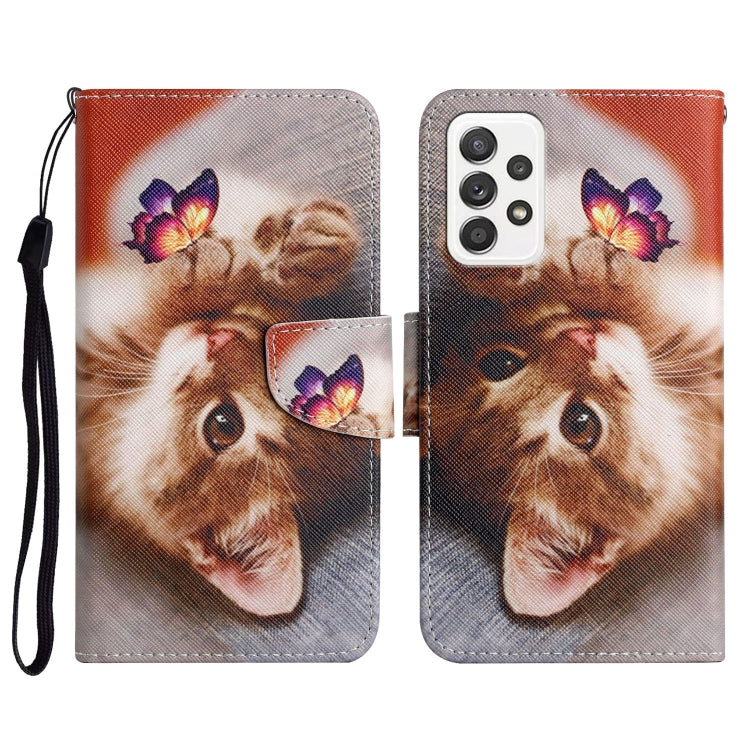 Custodia in pelle flip orizzontale con motivo dipinto con supporto, slot per schede e portafoglio, For Samsung Galaxy A52 5G / 4G