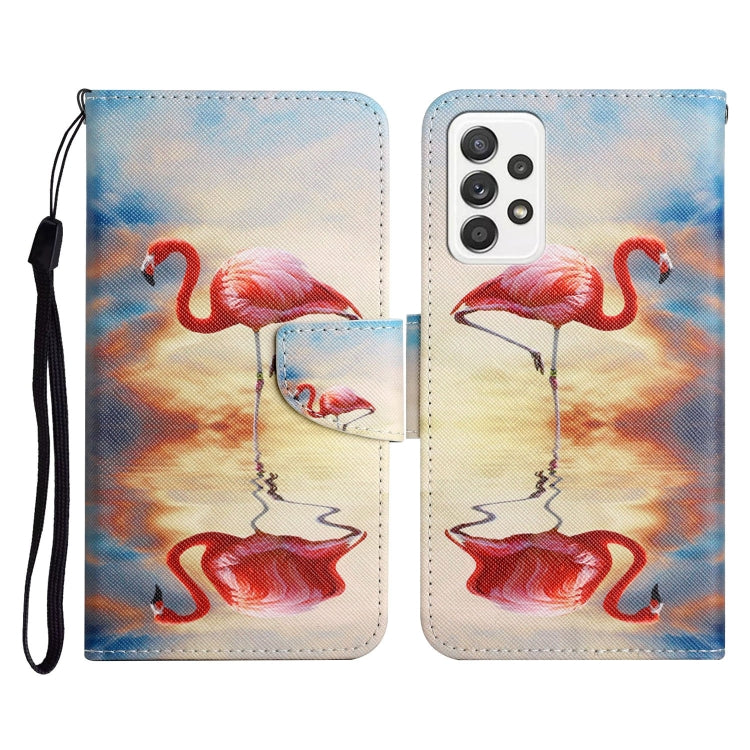 Custodia in pelle flip orizzontale con motivo dipinto con supporto, slot per schede e portafoglio, For Samsung Galaxy A52 5G / 4G