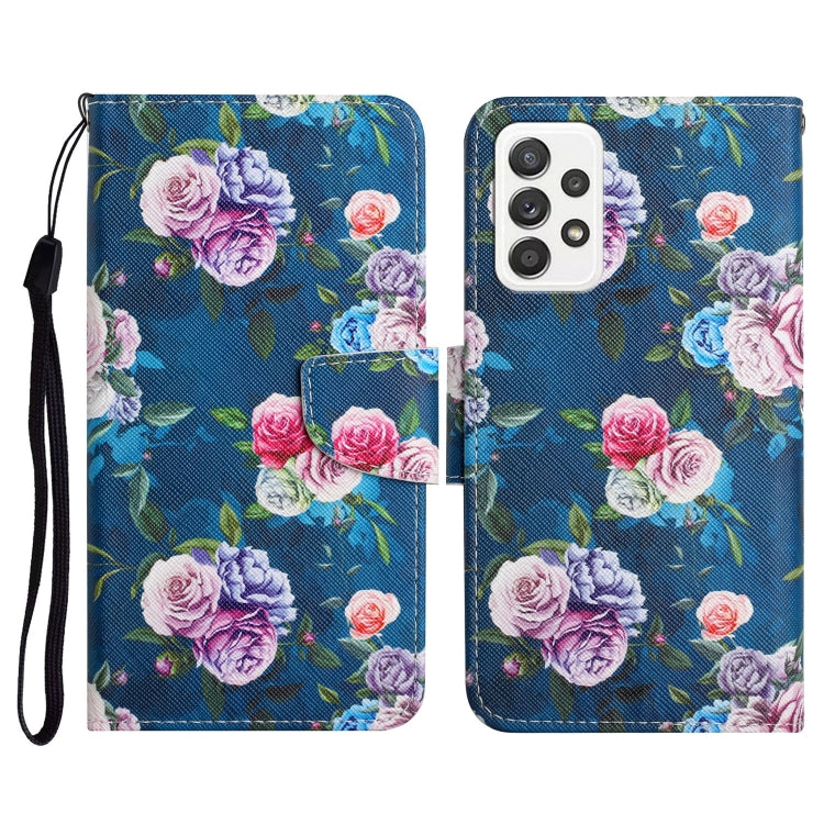 Custodia in pelle flip orizzontale con motivo dipinto con supporto, slot per schede e portafoglio, For Samsung Galaxy A52 5G / 4G