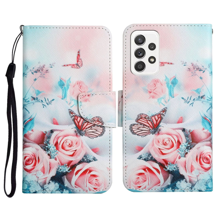 Custodia in pelle flip orizzontale con motivo dipinto con supporto, slot per schede e portafoglio, For Samsung Galaxy A52 5G / 4G