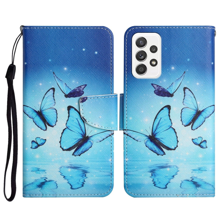 Custodia in pelle flip orizzontale con motivo dipinto con supporto, slot per schede e portafoglio, For Samsung Galaxy A52 5G / 4G