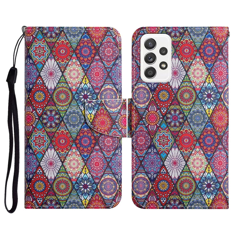 Custodia in pelle flip orizzontale con motivo dipinto con supporto, slot per schede e portafoglio, For Samsung Galaxy A52 5G / 4G